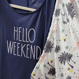 Rae Dunn Hello Weekend Pajamas Set